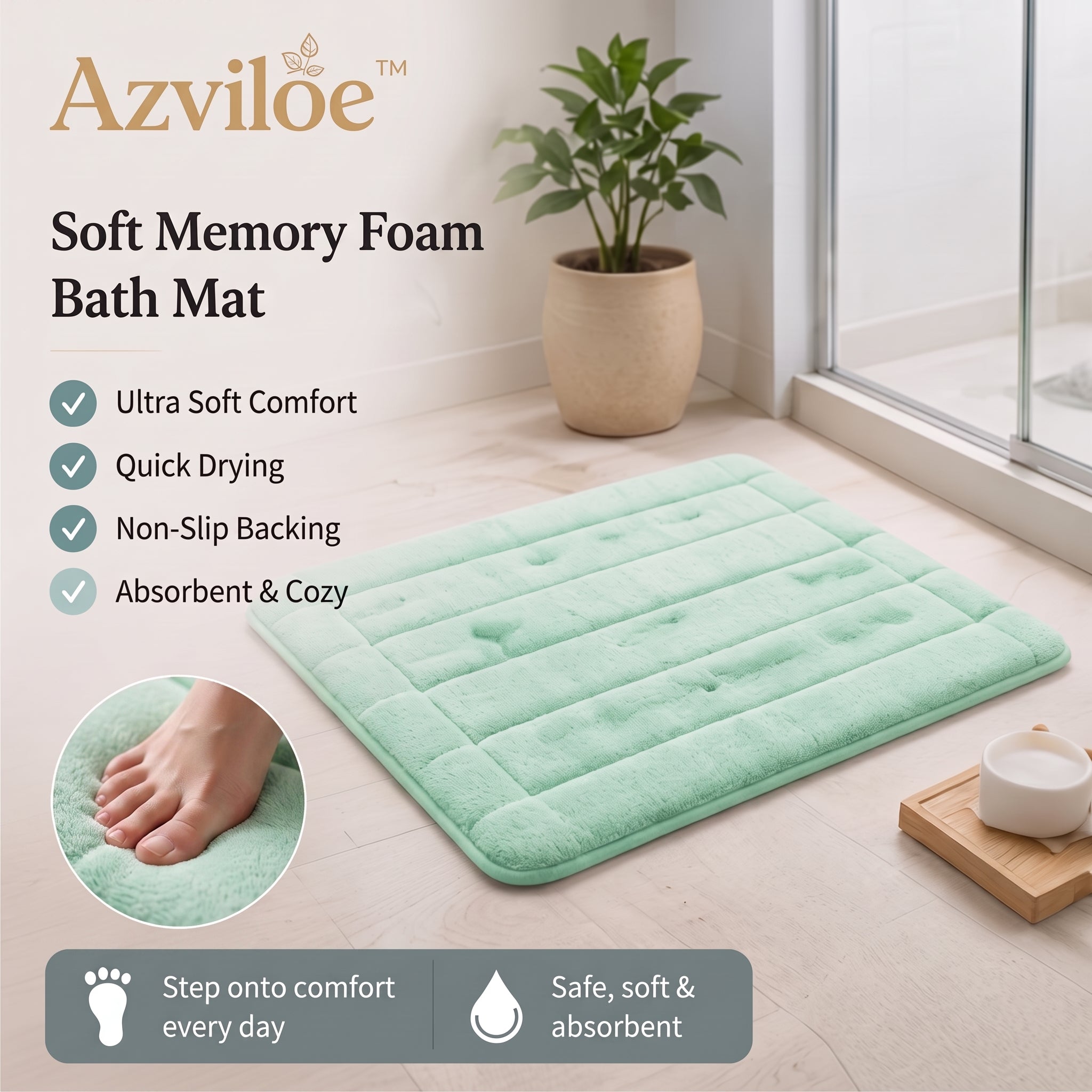 Azviloe™ Soft Memory Foam Bath Mat