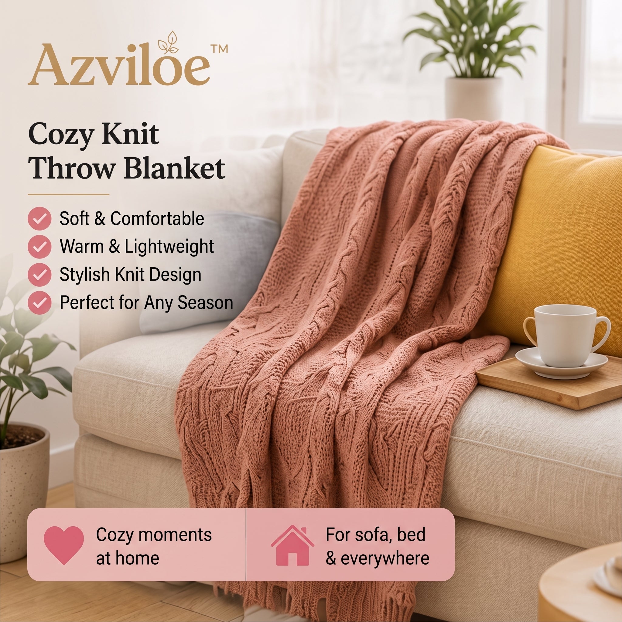 Azviloe™ Cozy Knit Throw Blanket